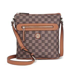 GIANI BERNINI logo nylon North South small crossbody bag - Chocolate brown USED